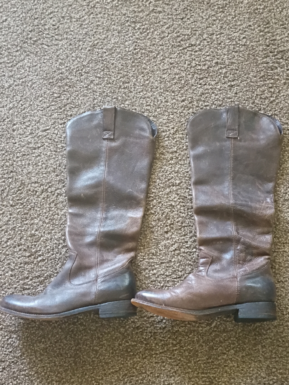 Classic Brown Leather Riding Boots - Women